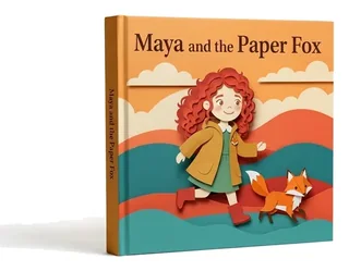 Maya and the Paper Fox, printed as a square hardcover